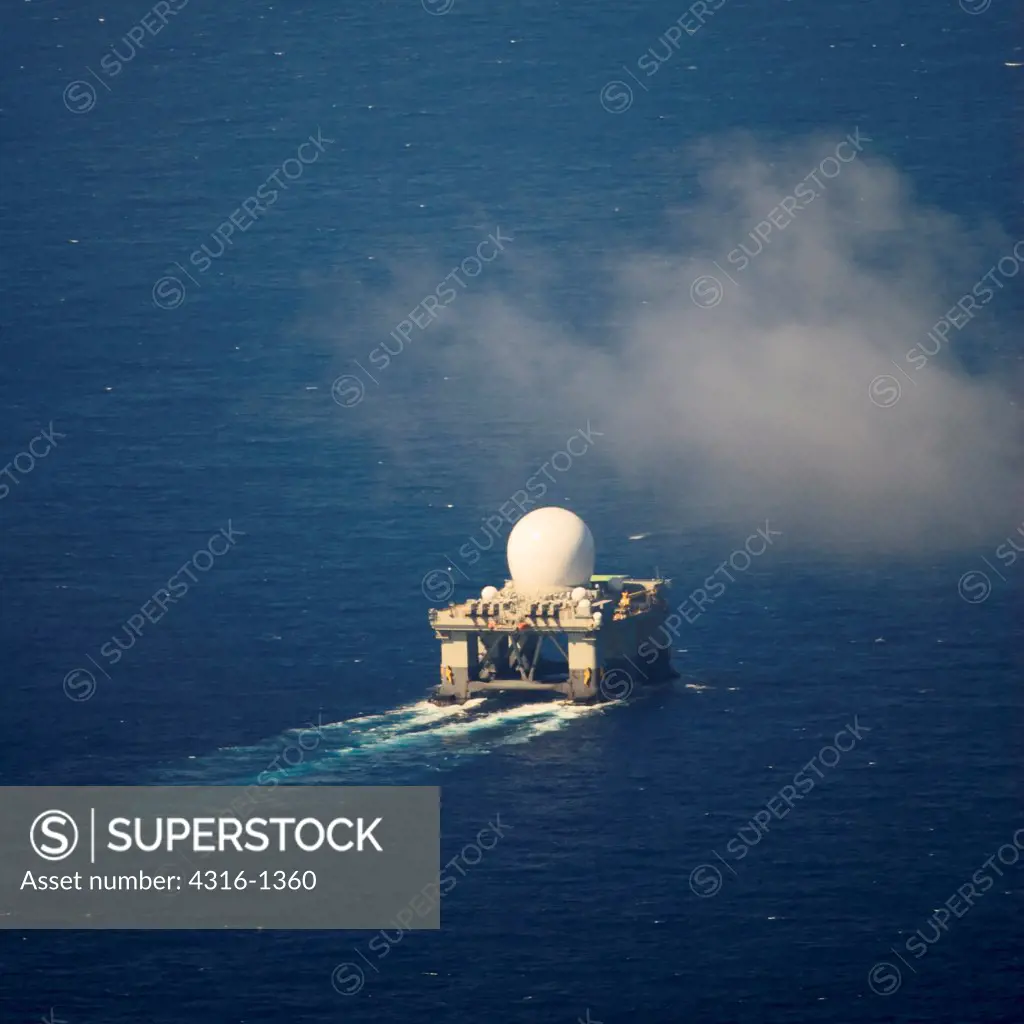 Sea Based X-Band Radar, A Component of the US Ballistic Missile Defense System, A Self Propelled, Floating Mobile Radar Station, Under Way in the Mid Pacific Ocean
