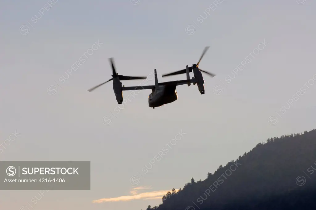 The V-22 Rotates its Nacelles From Helicopter Mode to Airplane Mode After Launching