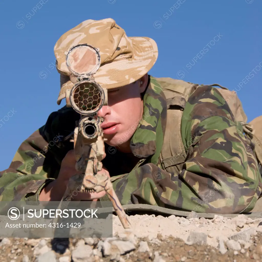 A British Royal Marine Commando Sniper Takes Aim