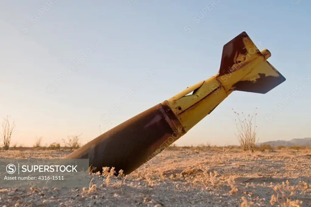 Unexploded Bomb Lodged in the Desert