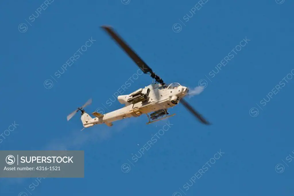 Marine Corps AH-1W Super Cobra Fires 20mm Gun