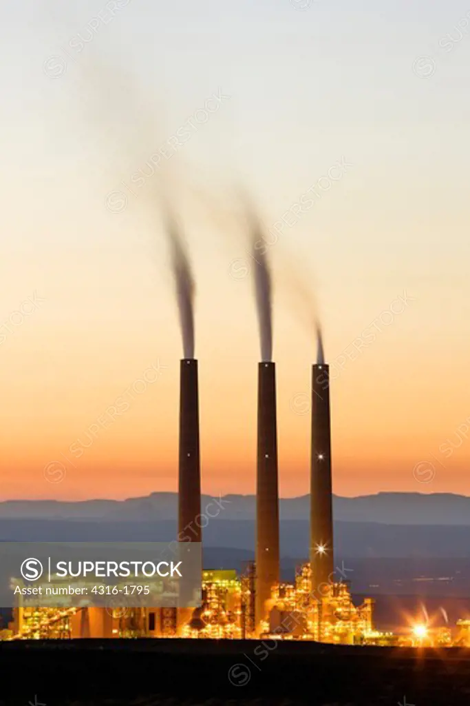Coal Burning Navajo Power Plant at Dusk