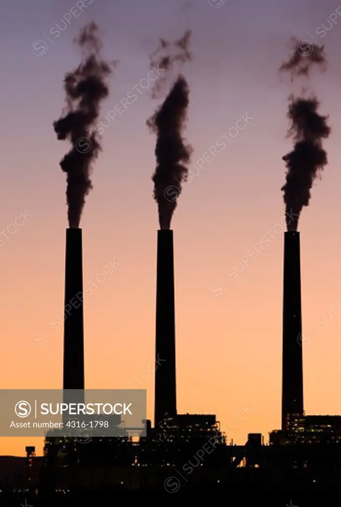 Smoke Stacks of Coal-Burning Navajo Power Plant
