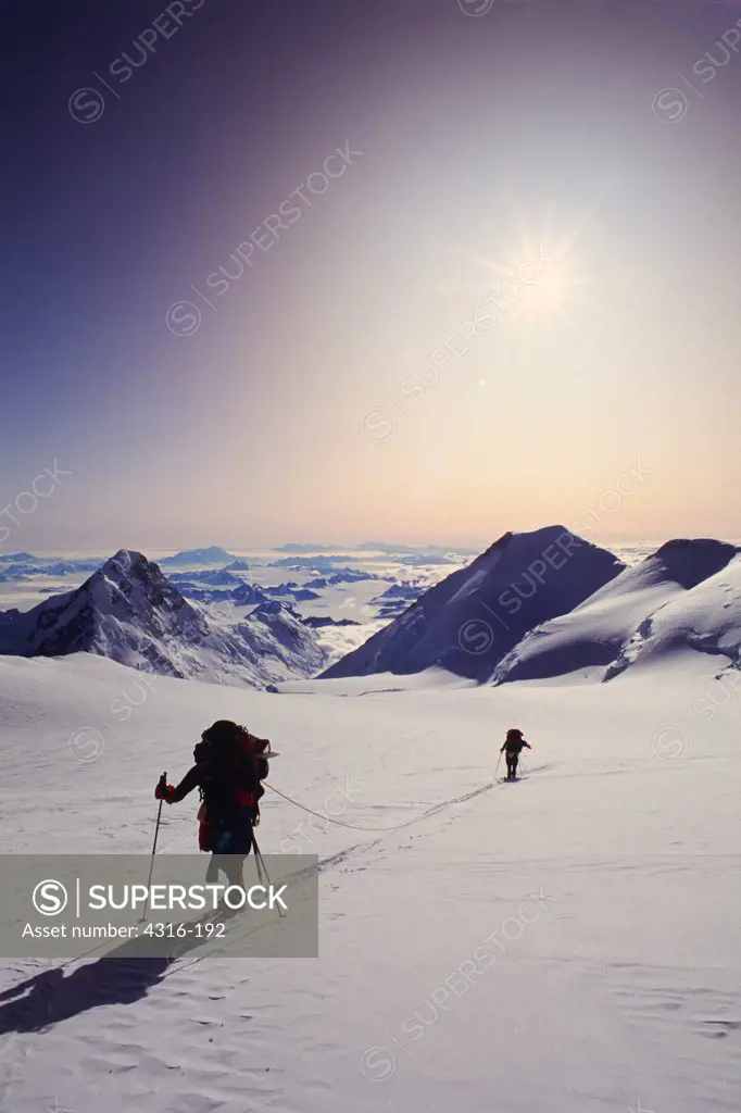 Climbers Ascend the High Slopes of Mount Logan, the Highest Mountain in Canada