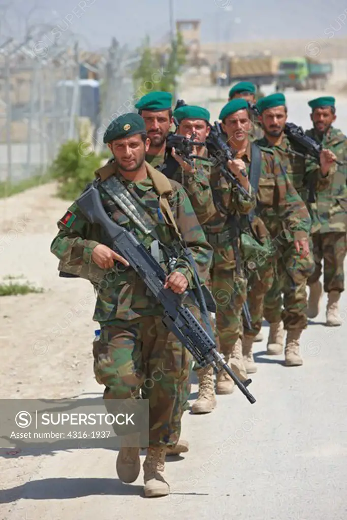 Afghan National Army Soldiers Marching