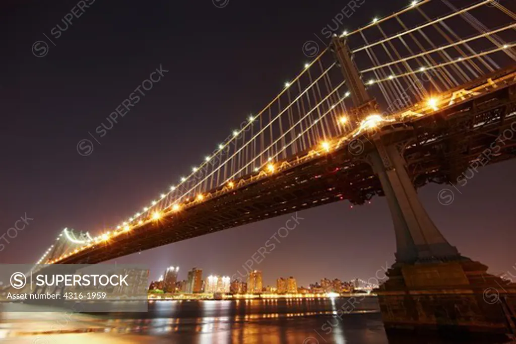 Manhattan Bridge and Lower Manhattan at Night