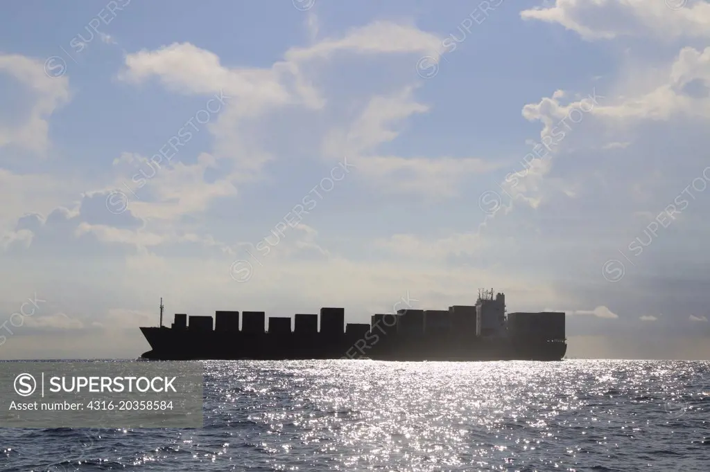 Large container ship on the South China Sea