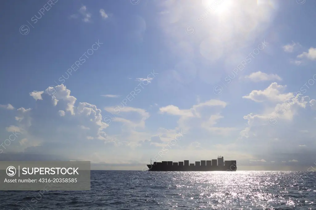 Large container ship on the South China Sea