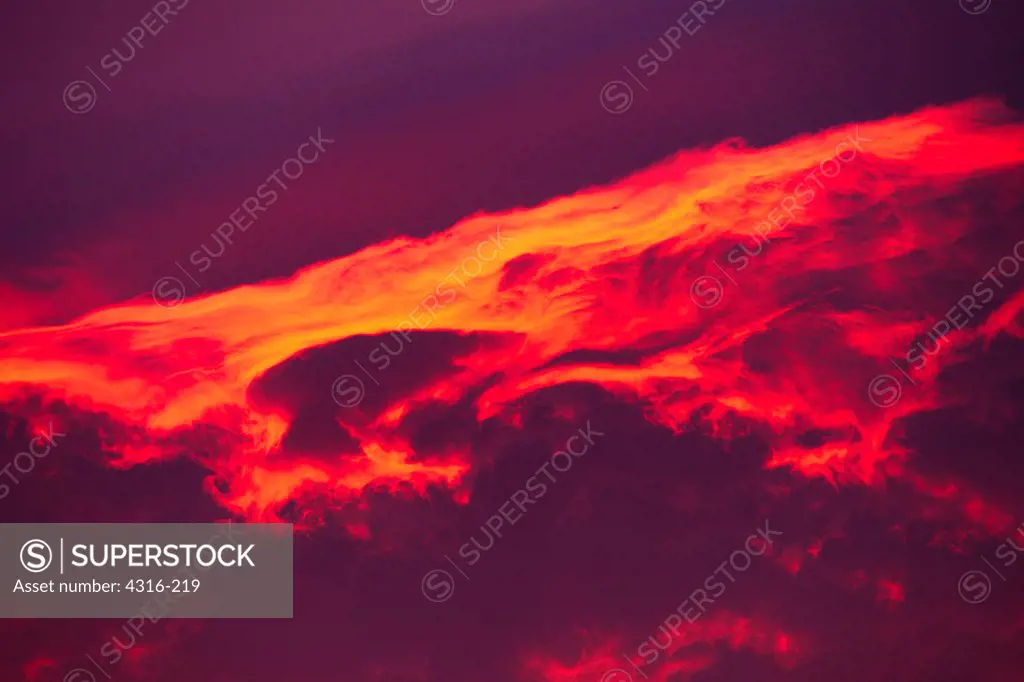Fiery Nimbostratus Fractus Cloud