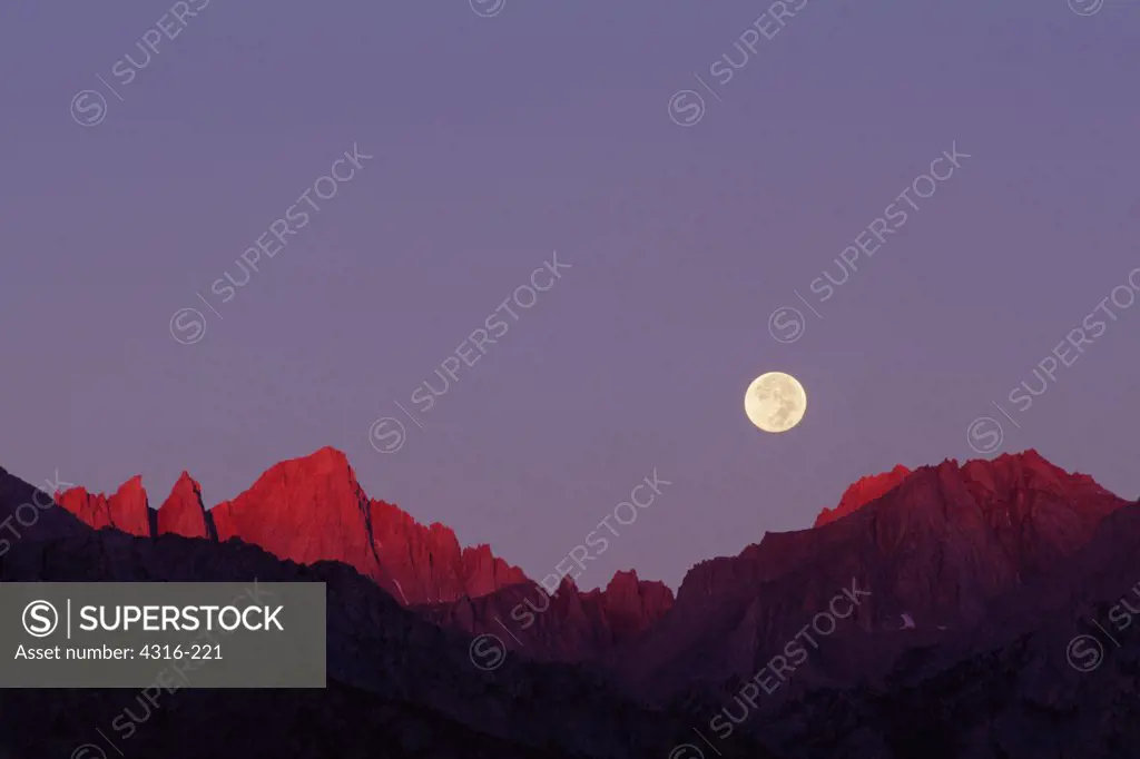 Full Moon Closes on Mount Russell at Dawn
