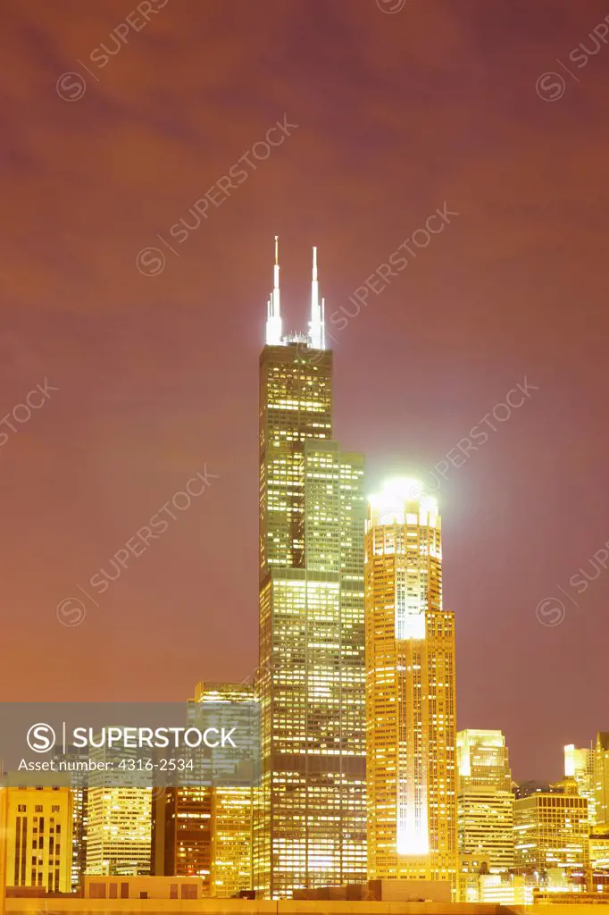 The Sears Tower, renamed Willis Tower, and the tower at 311 South Wacker Drive in Chicago