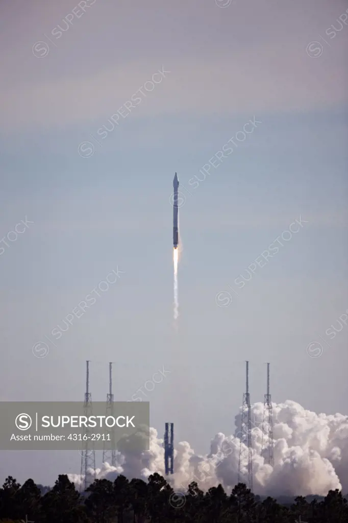 The Atlas V 401 vehicle lifts off from Cape Canaveral Air Force Station carrying the Solar Dynamics Observatory on February 11, 2010.