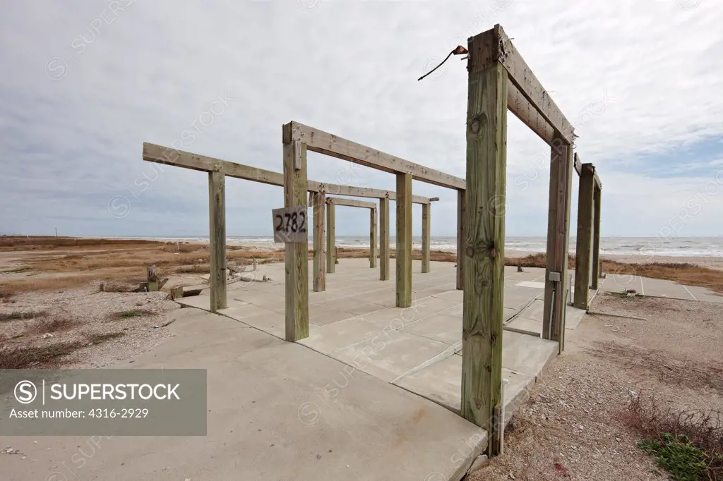 All that is left of a house on the Gulf of Mexico coastline after Hurricane Rita. Rita was one of the most intense Atlantic hurricanes ever recorded.