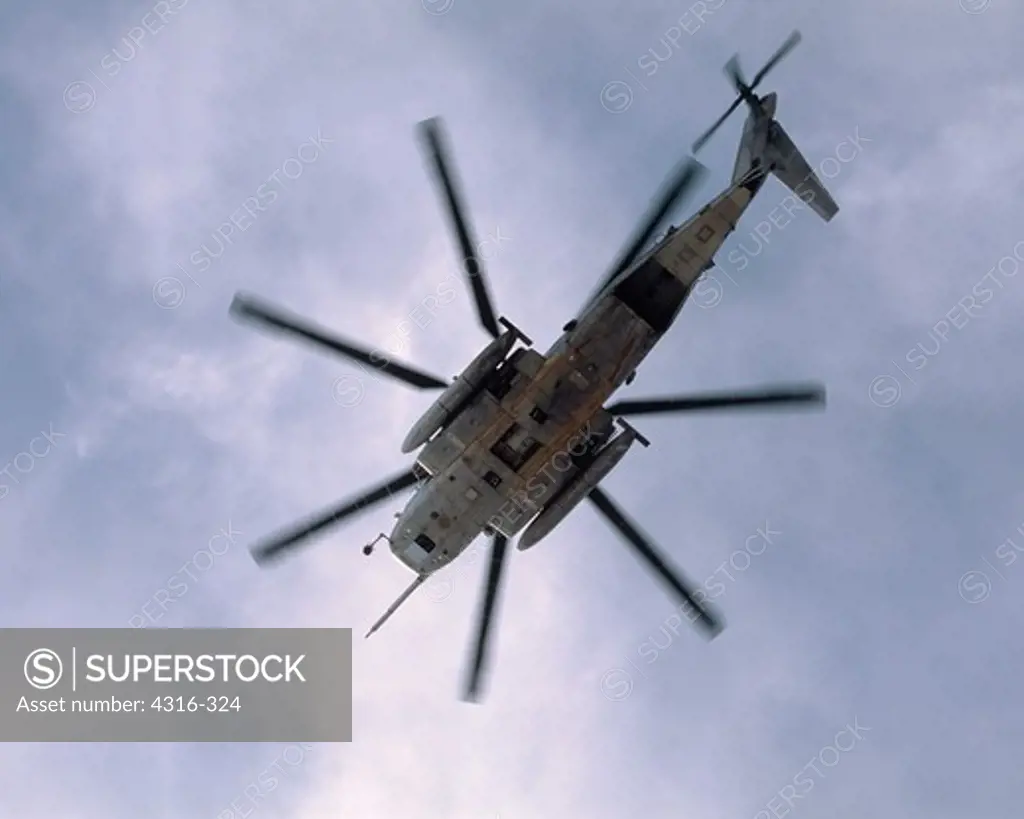 A CH-53E Super Stallion Roars Overhead After Launching