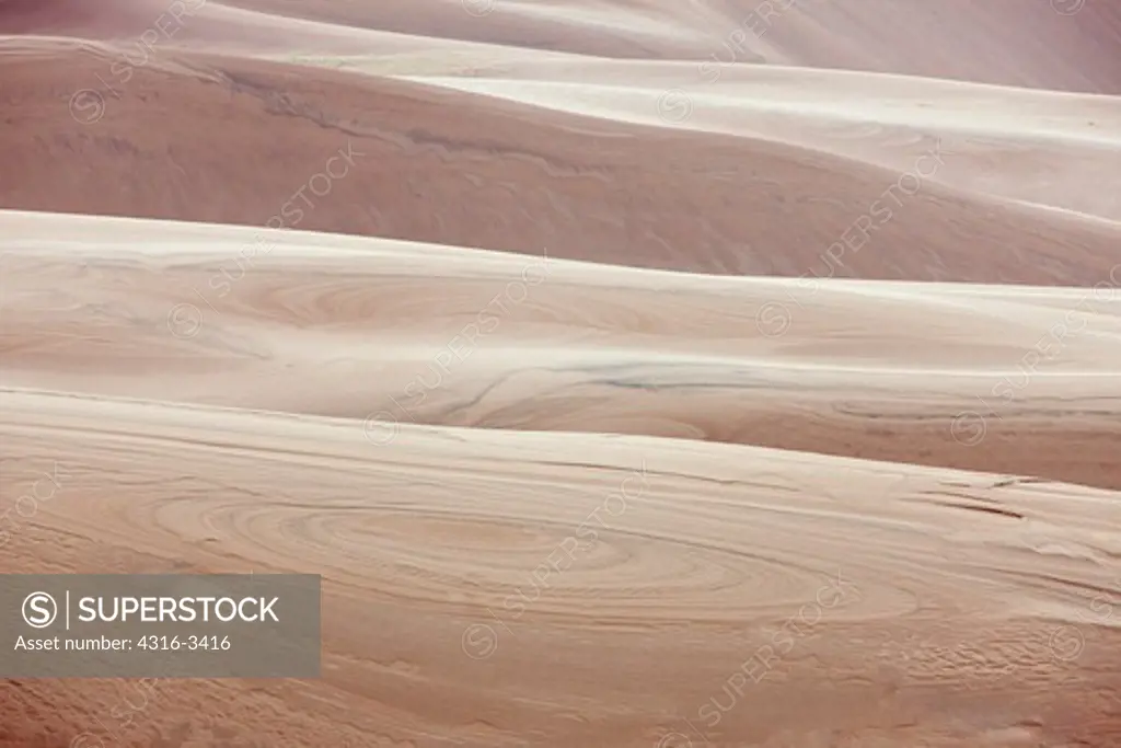 Detail view of sand dune forms in Colorado's Great Sand Dunes.