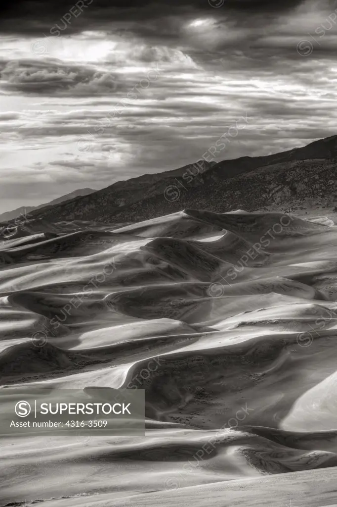 Interior landscape of the Great Sand Dunes, high dynamic range, or HDR image.