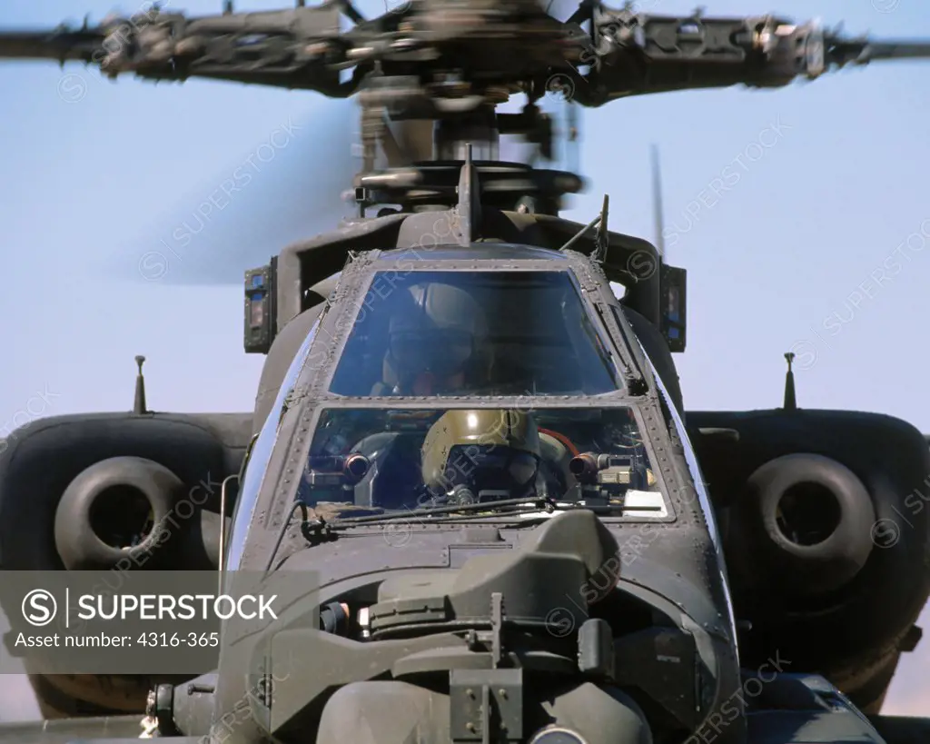 Front View of an AH-64 Apache Gunship