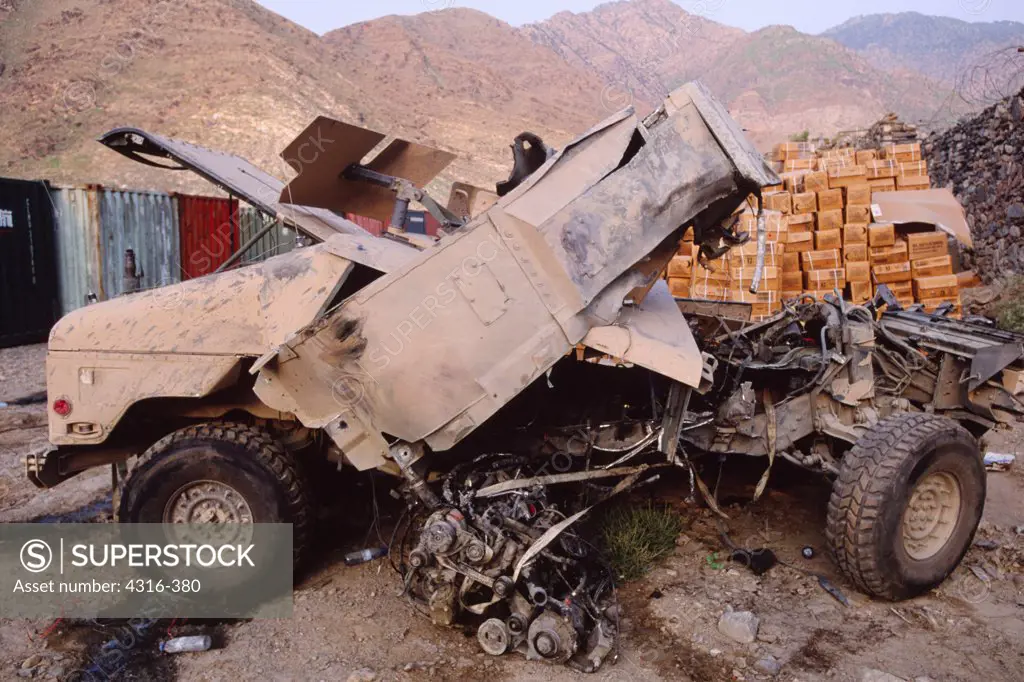 Remains of a Humvee Destroyed by an Improvised Explosive Device