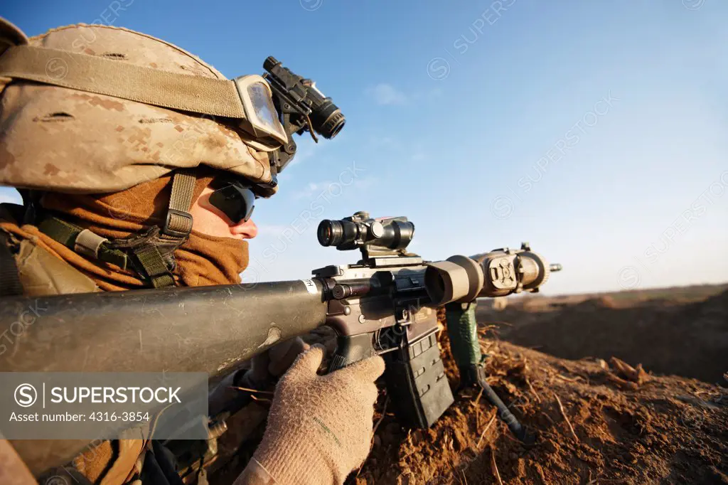 U.S. Marine With M16 During Combat Operation in Afghanistan's Helmand Province