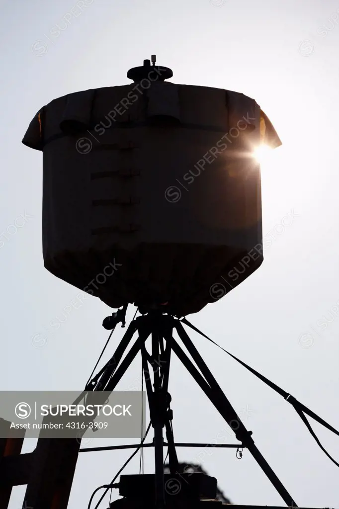 Silhouette of an LCMR, or Lightweight Counter Mortar Radar System at a U.S. Marine Corps Forward Operating Base in Afghanistan's Helmand Province