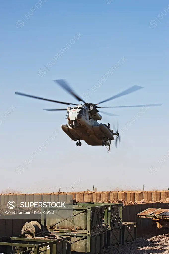 A U.S. Marine Corps CH-53D Sea Stallion Helicopter Lands at a Landing Zone at a Forward Operating Base in Afghanistan's Helmand Province