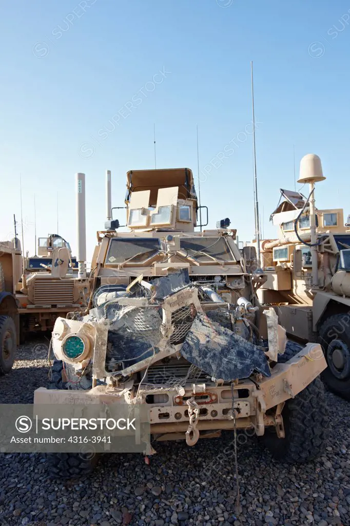 Remnants of an M-ATV, or Mine Resistant Ambush Protected All Terrain Vehicle After Striking an Improvised Explosive Device, or IED, in Afghanistan's Helmand Province