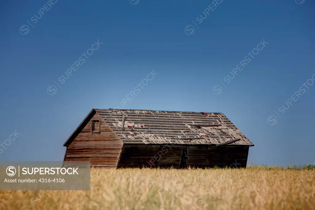 Abandoned, Leaning Ranch House, High Dynamic Range Image