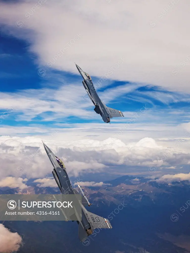 Two F-16s Pulling Vertical