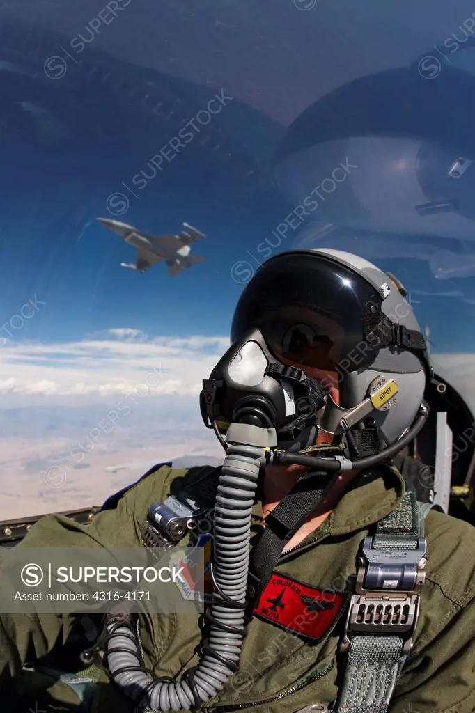 Cockpit View of Pilot of an F-16