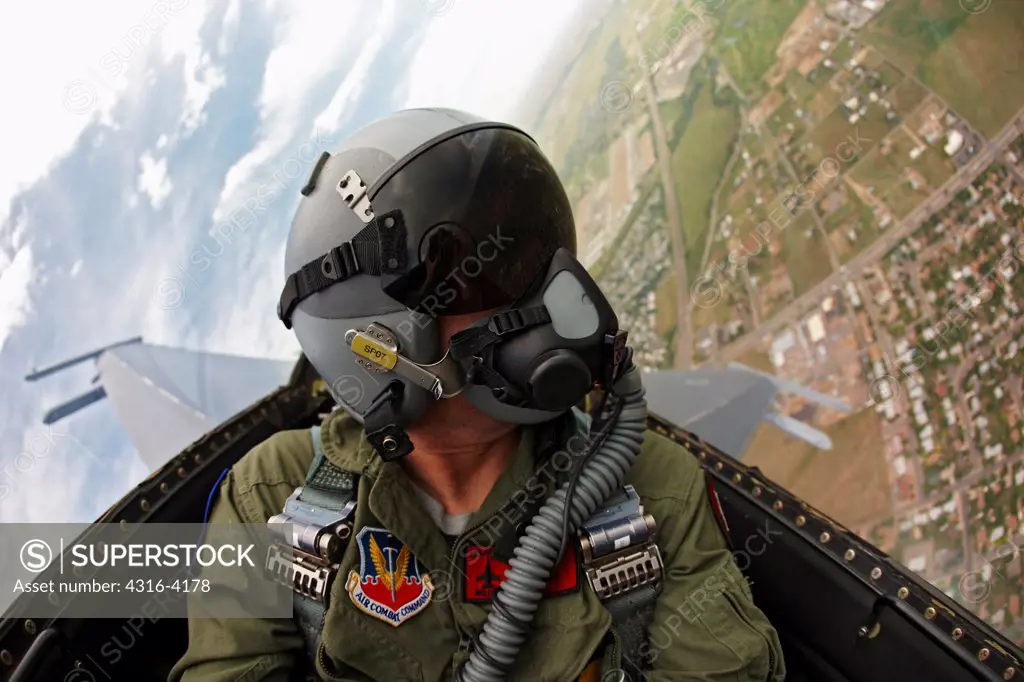 Cockpit View of Pilot of an F-16