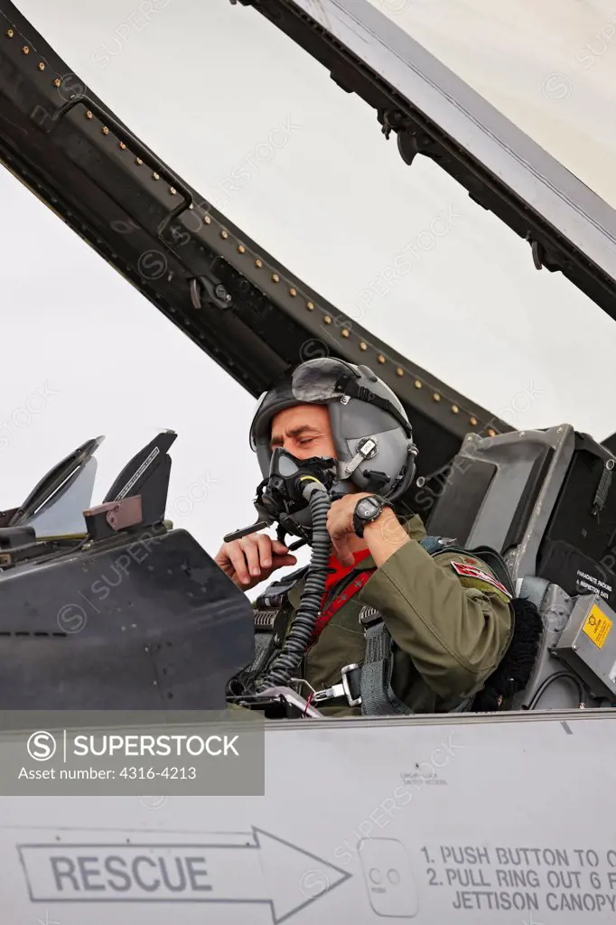 Pilot in Cockpit of F-16