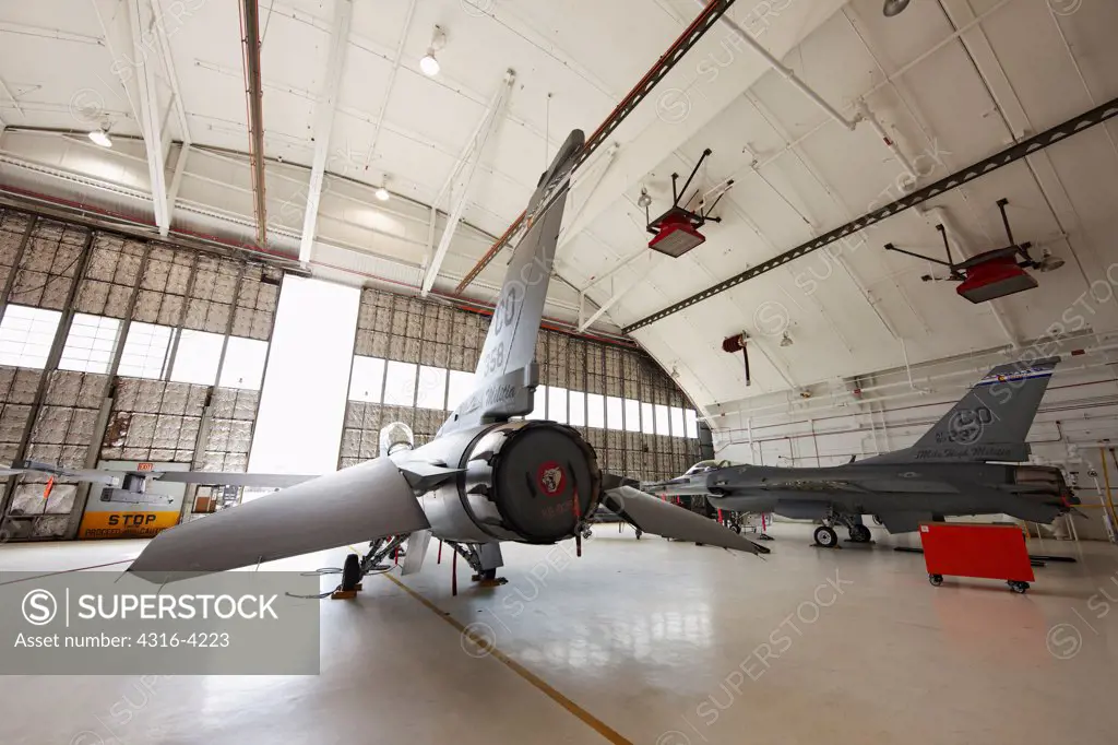 F-16s in Maintenance Hangar