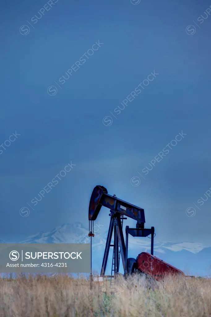 Oil Well Pump Jack, Rocky Mountains, High Dynamic Range, or HDR Image