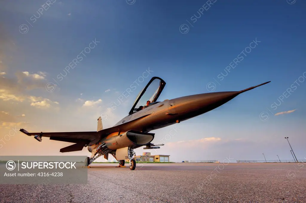 F-16 with Crew Chief in Cockpit, High Dynamic Range, or HDR Image