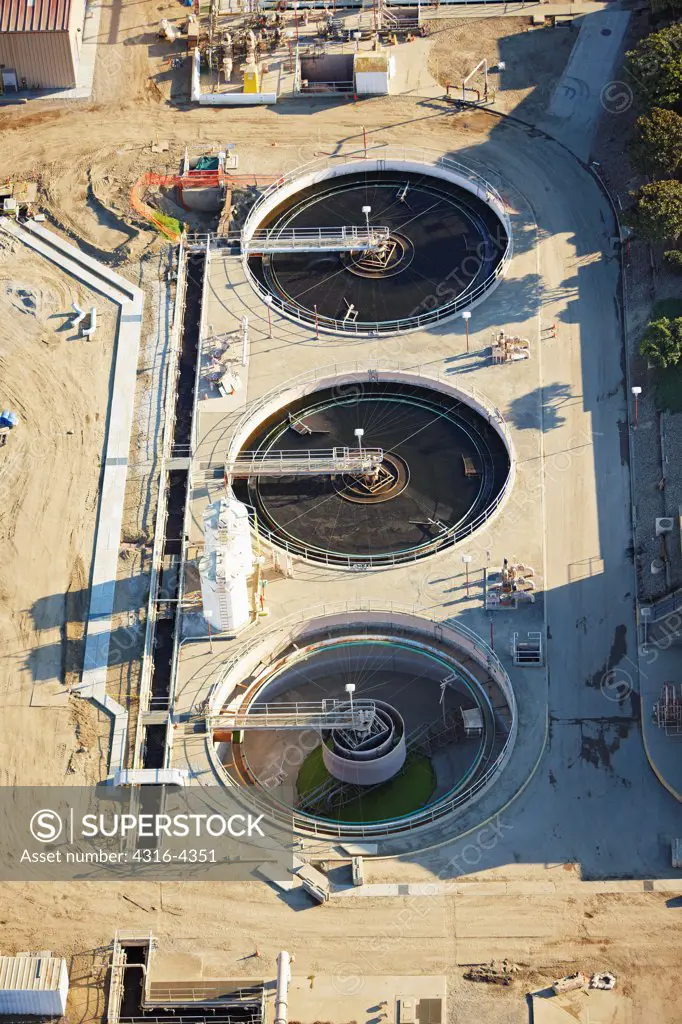 Aerial View of a Sewage Treatment Plant