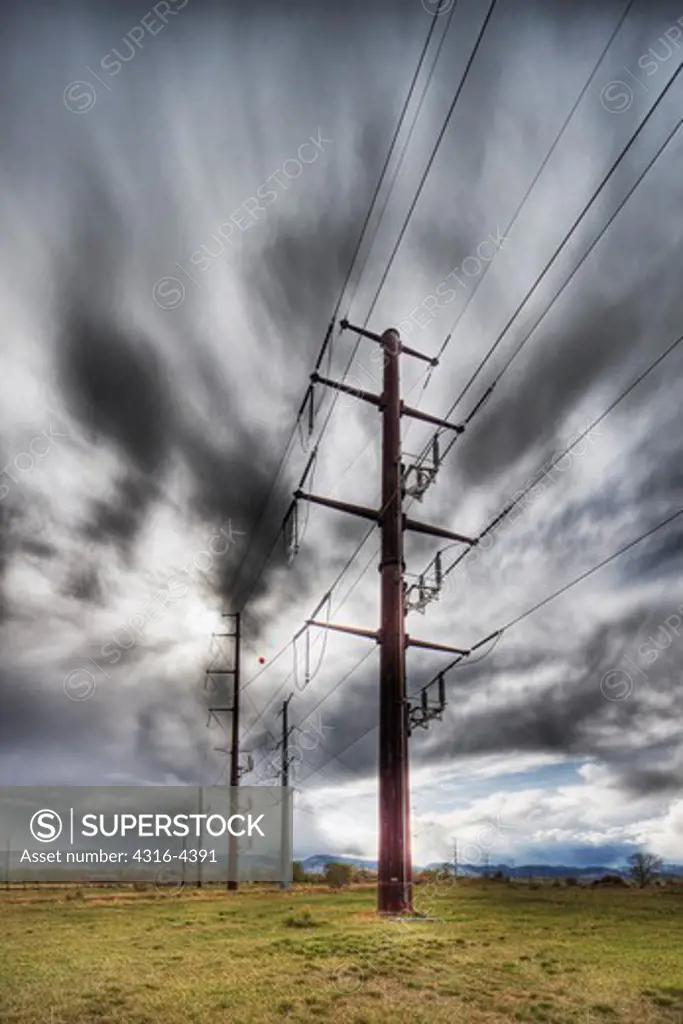 High Voltage Power Lines And Power Line Towers, HDR - High Dynamic Range - Image