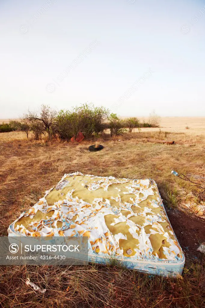 Abandoned mattress, eastern plains of Colorado, USA
