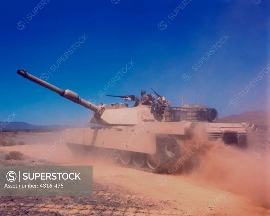 M1A1 Abrams Battle Tank Roars Through the Desert