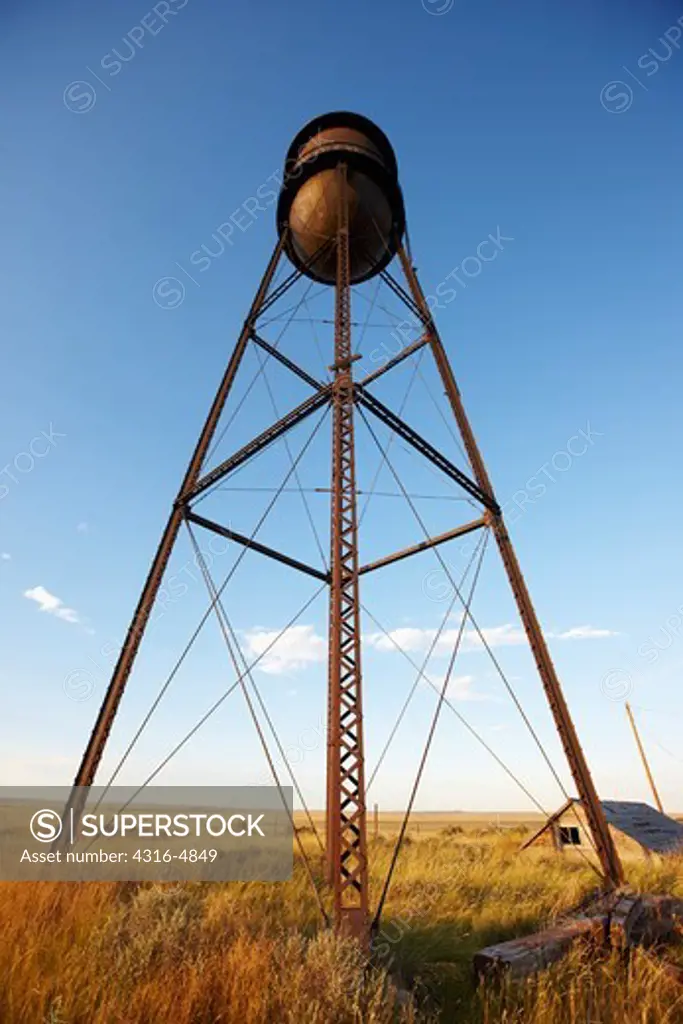 Abandoned water tower at ghost town of Keota, Colorado