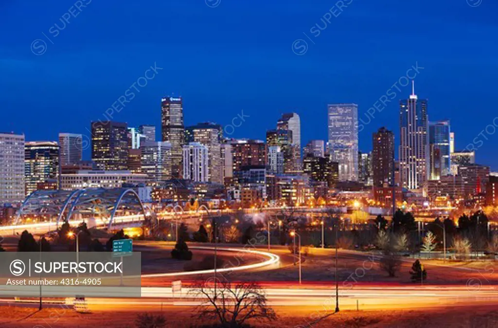 Denver, Colorado skyline at night