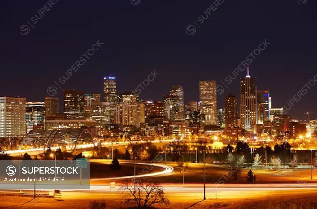 Denver, Colorado skyline at night