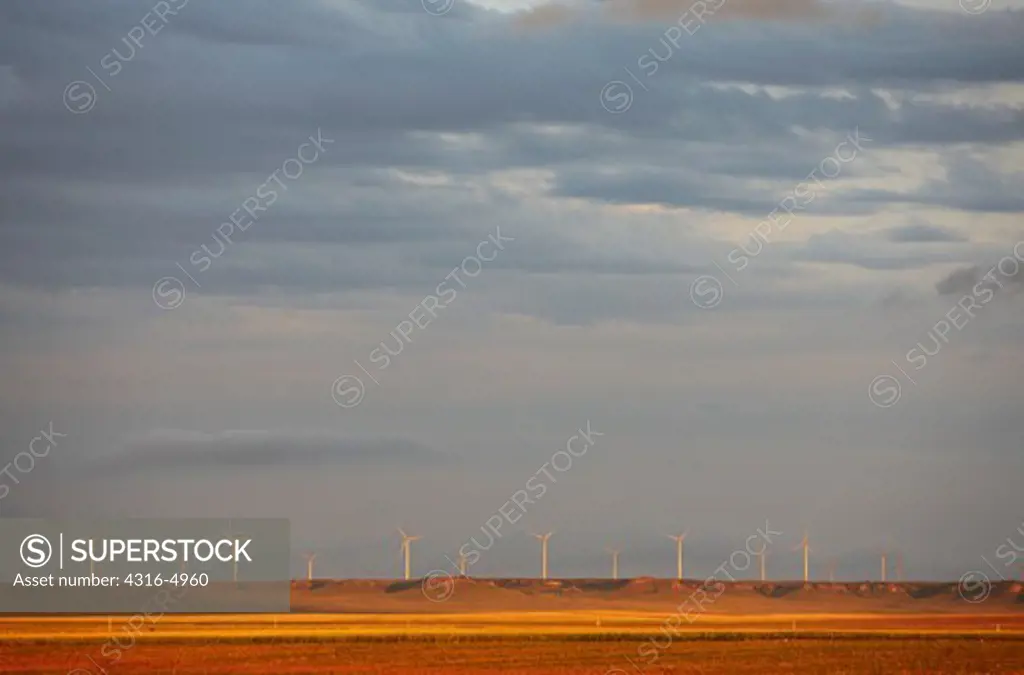 Distant view of wind farm, Colorado