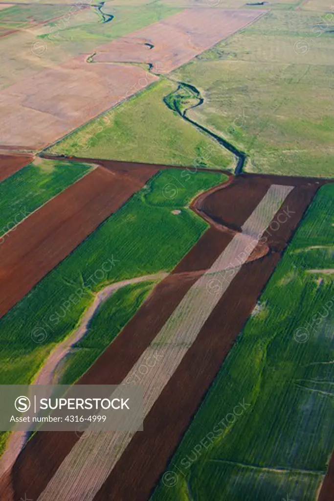 Aerial view of agriculture fields, Colorado