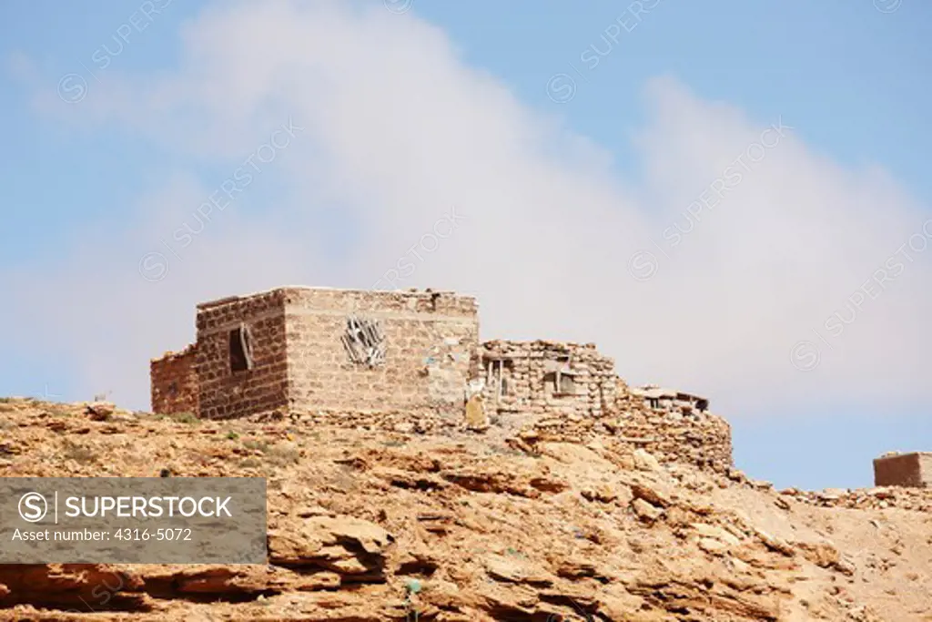 Decaying stone structure, Sahara Desert, Morocco