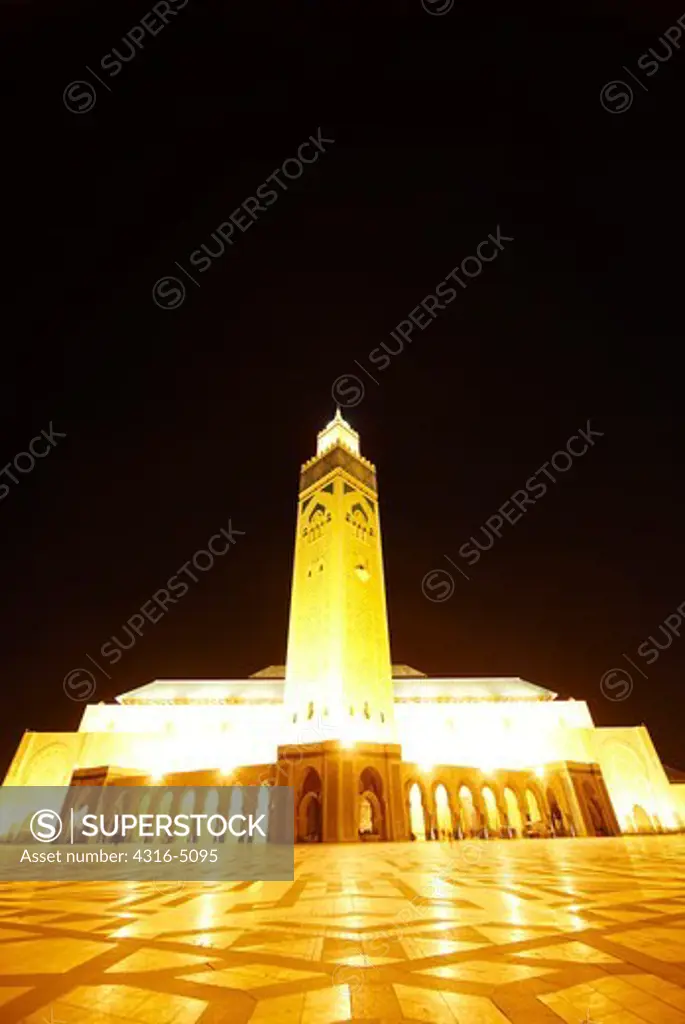 Hassan II Mosque, showing minaret, which is the tallest human-built structure in Morocco, Casablanca, Morocco