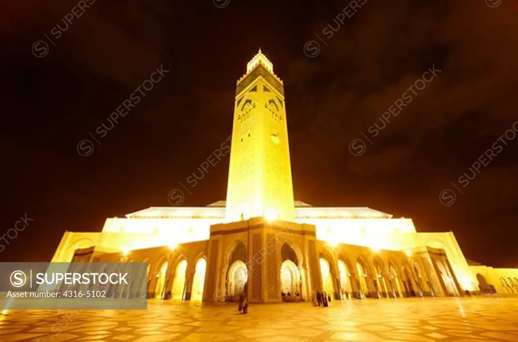 Hassan II Mosque, showing minaret, which is the tallest human-built structure in Morocco, Casablanca, Morocco