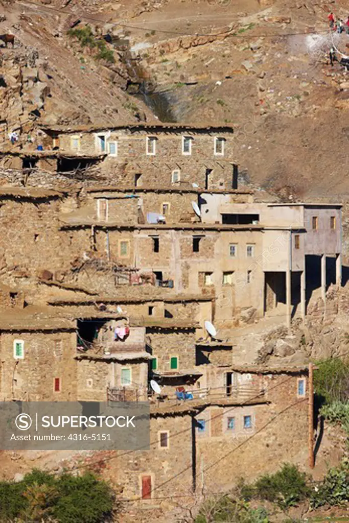 Homes built atop one another, Atlas Mountains, Morocco