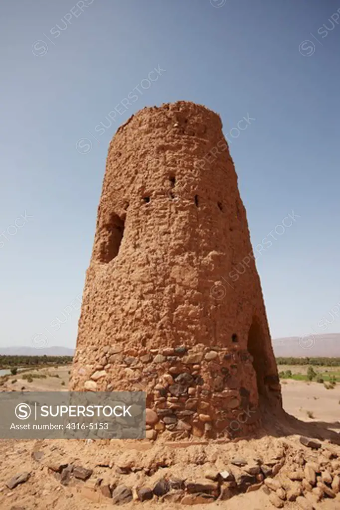 Abandoned grain silo, interior Sahara Desert, Morocco