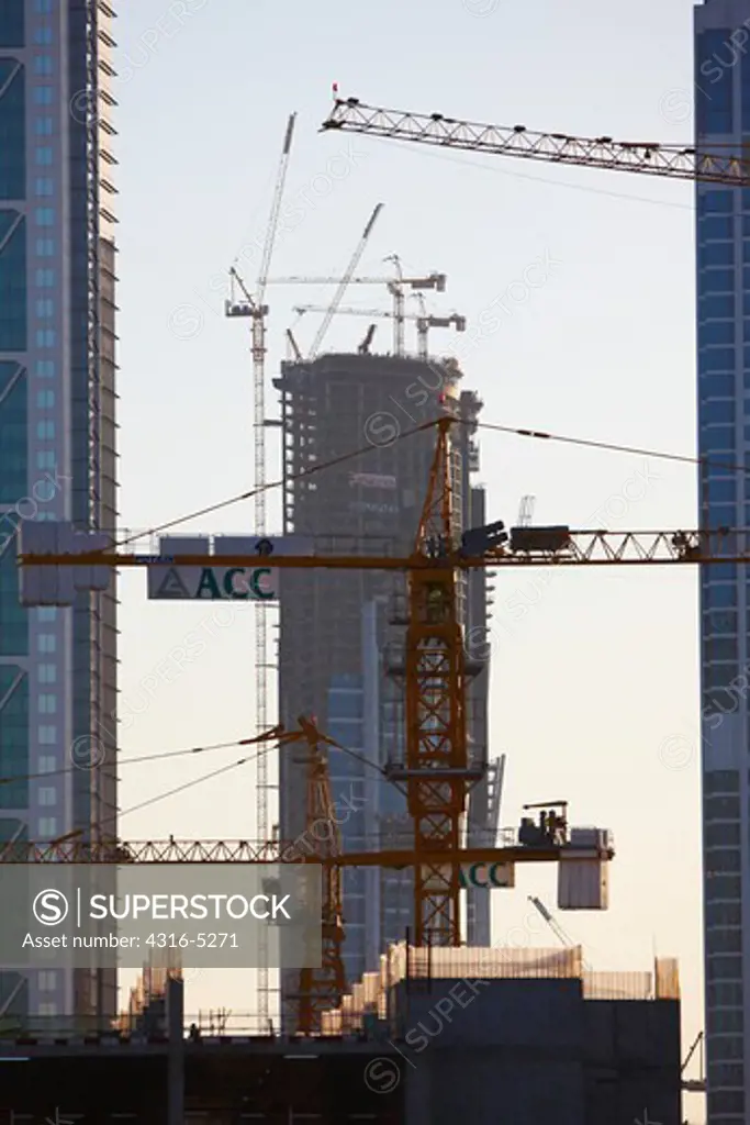 High rise buildings under construction, Dubai, United Arab Emirates