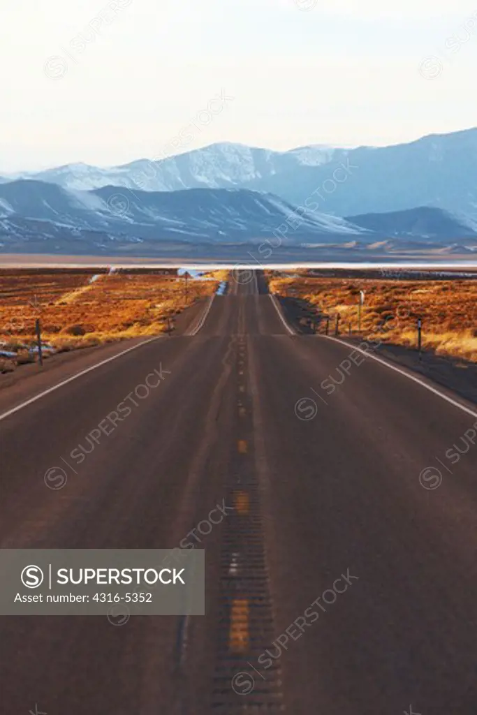 US Highway 50 called the loneliest road in America in this section at Nevada, USA